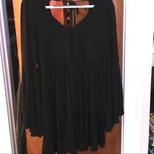 Free People Black Bell Sleeve Mini Dress